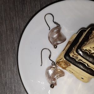 NWT Glass, rose gold tinted earrings, short dangle